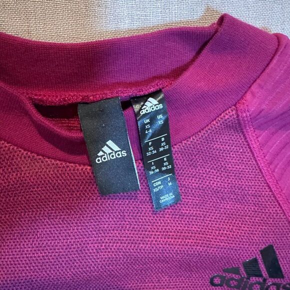 Adidas COLD.RDY Crewneck Sweatshirt XS Berry Cropped Oversized Training Top - Picture 3 of 8